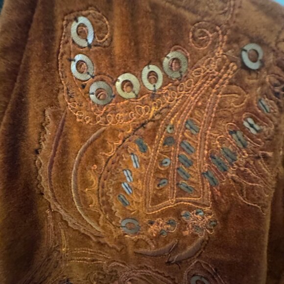 Chico's rust lined velvet embroidered beaded blazer Size 3 - Picture 7 of 7